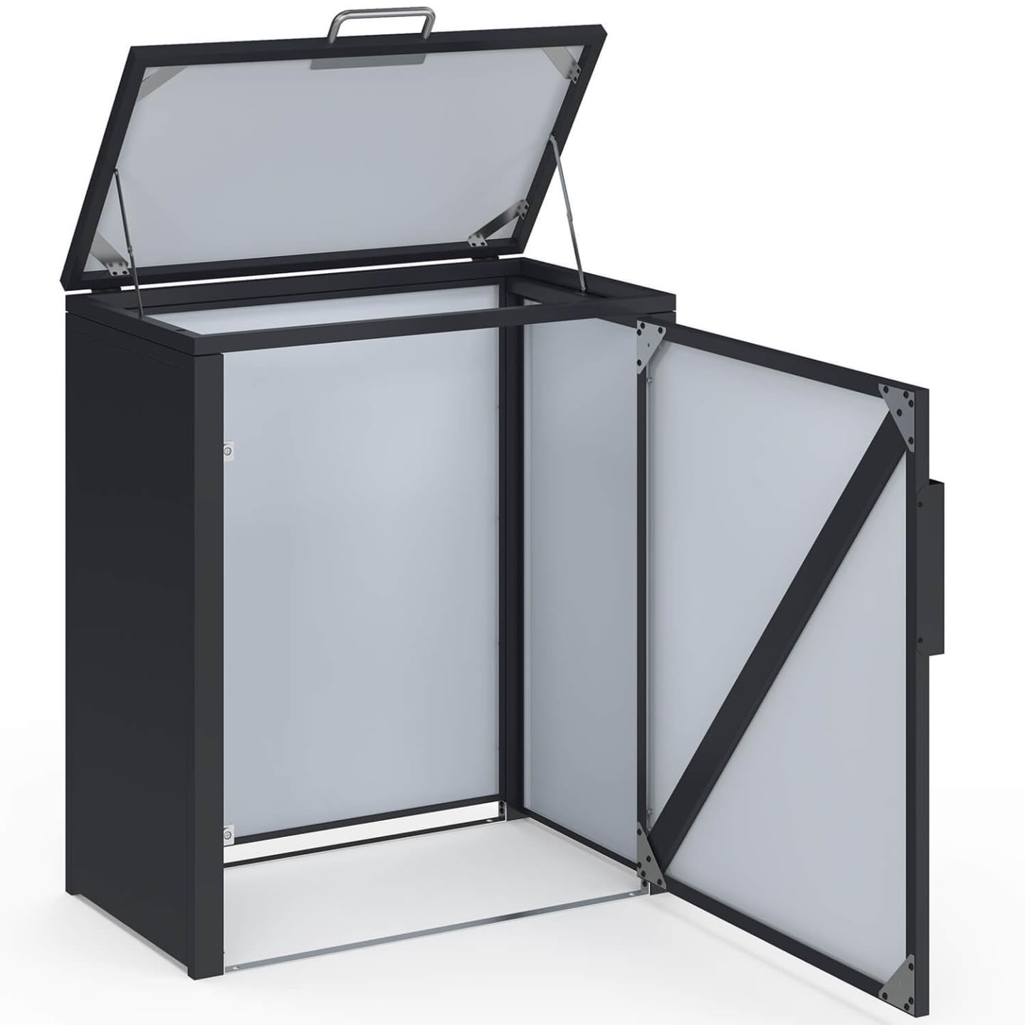 IDMarket - Gartenschrank aus Metall 70 x 40 x 80 cm Anthrazitgrau mit Aufstelldach Doppeltür und Regal