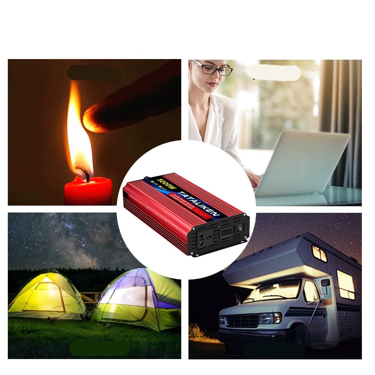Mikroinwerter, 1600W/2200W/3000W/4000W Czysta fala sinusoidalna Inwerter DC do AC 50Hz Inwerter mocy Ładowarka Konwerter Adapter Gniazdo(12V 2200W/6000W)