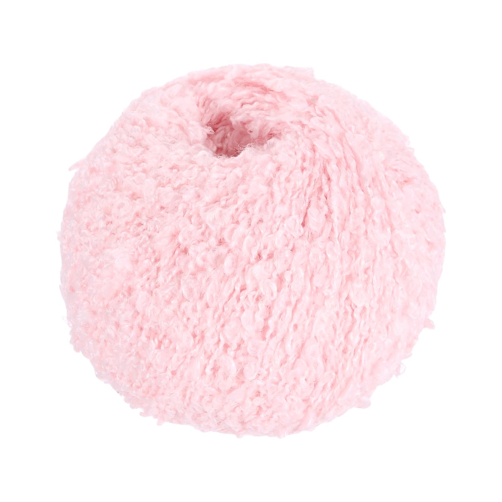 sourcing map Wool Acrylic Fancy Loop Yarn, 1-Ply Wool Roving Luxurious and Soft Yarn Fiber Curly Hair Coils Felt for Hand Knitting Crocheting (50 Grams, Pink)