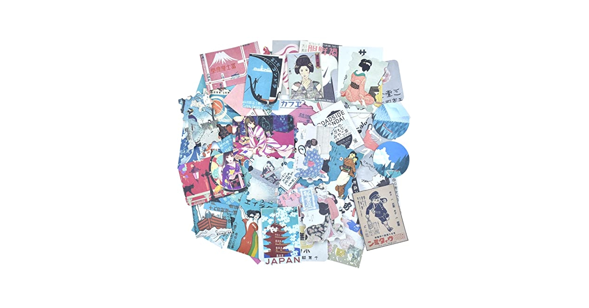 デザインペーパー、ステッカー等　60サイズ Amazon.com: Retro Paper Stickers Set 60 Pieces Japanese