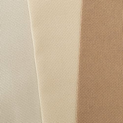 Image of KCS 3 pc of 12 inch x 18 inch 18CT Counted Cotton Aida Cloth Cross Stitch Fabric (Antique White +Cream+Khaki)