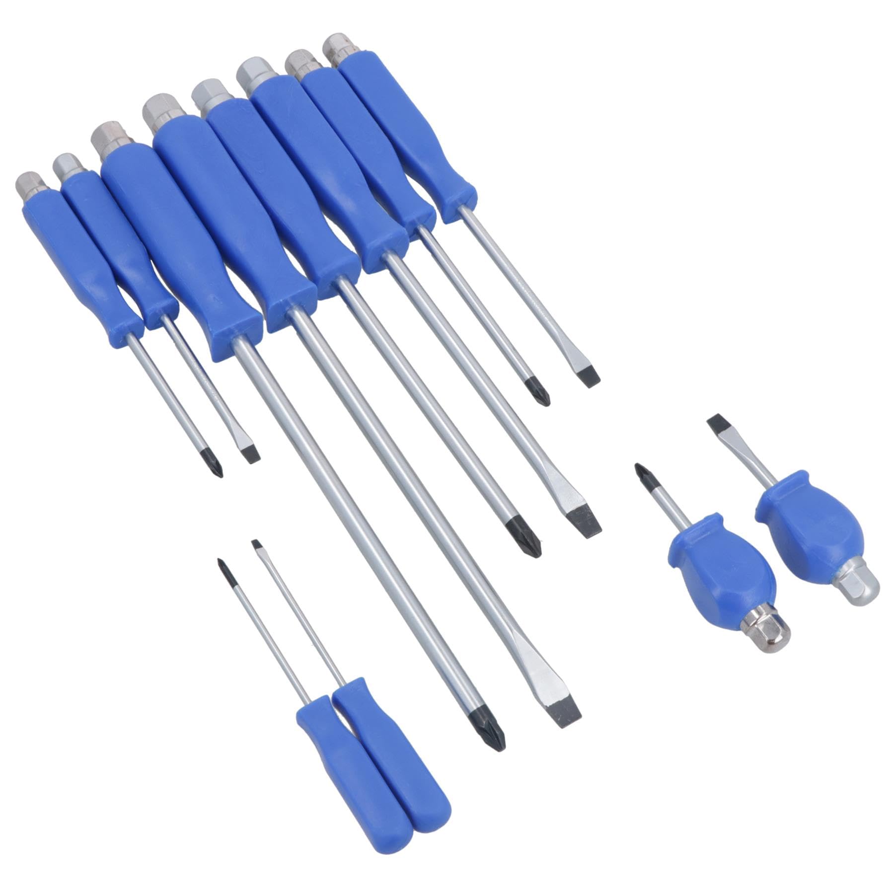 Heavy Duty Engineers Screwdriver Set 12pc Pozi Flat Head TE010
