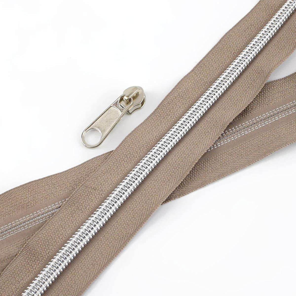 XXHNBF Zipper for Bags, Ziper Puller,Zip Fixer, Sliders Zipper,Sewing Zips,Ended Fasteners,5/10Meters 5# Open-end Coil Nylon Zippers for Luggage Clothing Bags Tent(Earthy)