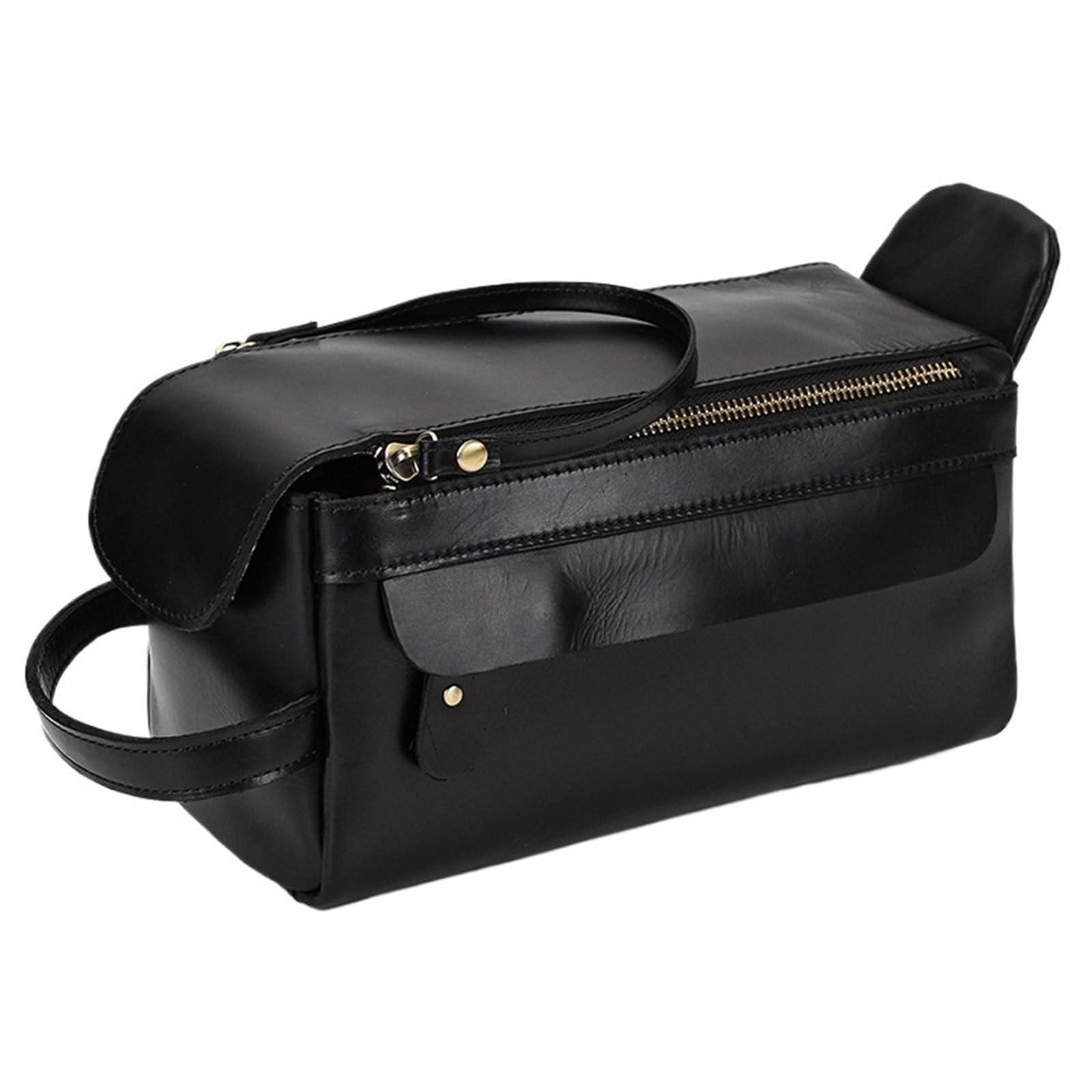 Borsa Toilette da Viaggio Borsa da toilette in pelle di mucca, borsa cosmetica uomo in, lavaggio e donna, borse portaoggetti, trucco in(Black2)