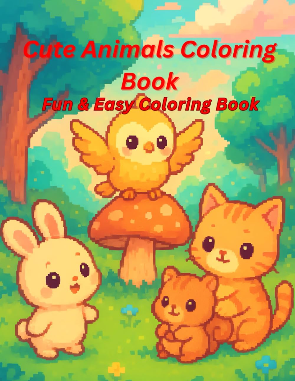 Cute Animals Coloring Book: Fun & Easy Coloring Book