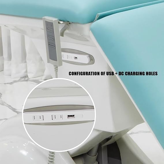 3 Motors Electric Facial Chair Full Electrical Massage Table Dental Bed Adjustable Reclining Chair for Podiatry Tattoo Spa Salon All Purpose Bed Chair,Blue