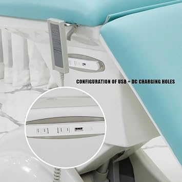 3 Motors Electric Facial Chair Full Electrical Massage Table Dental Bed Adjustable Reclining Chair for Podiatry Tattoo Spa Salon All Purpose Bed Chair,Blue