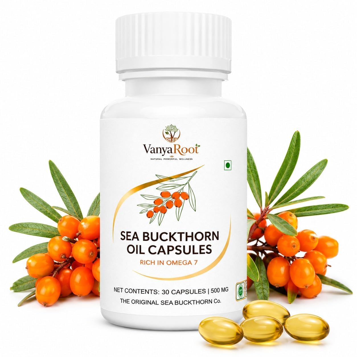 Sea Buckthorn Oil Softgel 500mg | Rich in Omega 7 Fatty Acids | Himalayan Sea Buckthorn Berry Extract Capsules for Skin, Hair & Daily Wellness Support | 30 Softgel Capsules-image-21