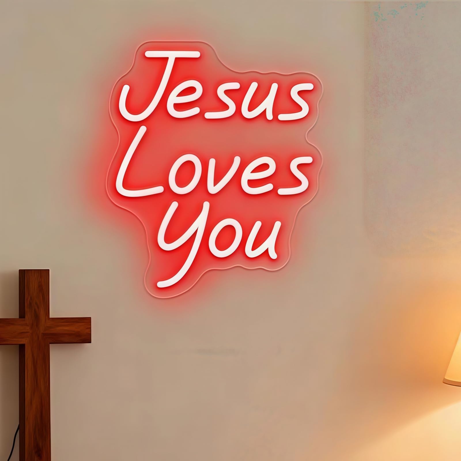 Jesus Loves You Neon Sign Religious Neon Light Christian Theme Light Up Sign for Prayer Room Church Bedroom Decor Christian Faith Gifts