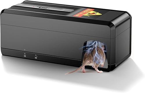Trampa eléctrica para ratas, trampa para ratones en interiores, potente voltaje que mata instantáneamente ratas y ratones, exterminador de roedores