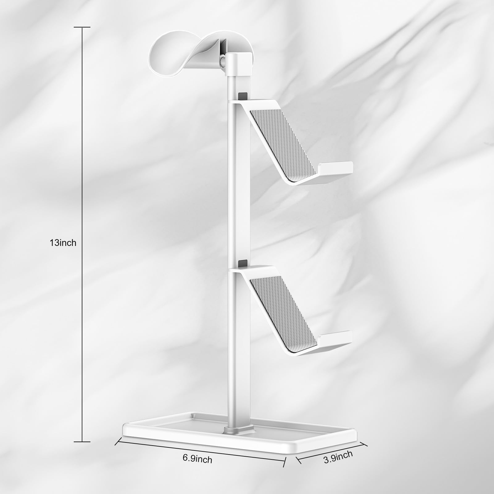 Soporte Auriculares, Soporte Mando para Xbox PS5 PS4 Switch, Soporte para Cascos con Organizador de Almacenamiento, Gaming Accesorios Escritorio Universal (Blanco)