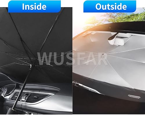 Miniatura 5 de Parasol plegable para parabrisas de automóvil, parasol plegable para protección UV, se adapta a la mayoría de vehículos (59 x 33 pulgadas)