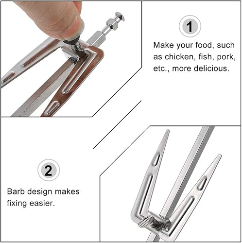 Miniatura 3 de Hemoton 2 tenedores de acero inoxidable para freidora de aire para barbacoa, tenedores duraderos para asar a la parrilla para pollo, pescado y