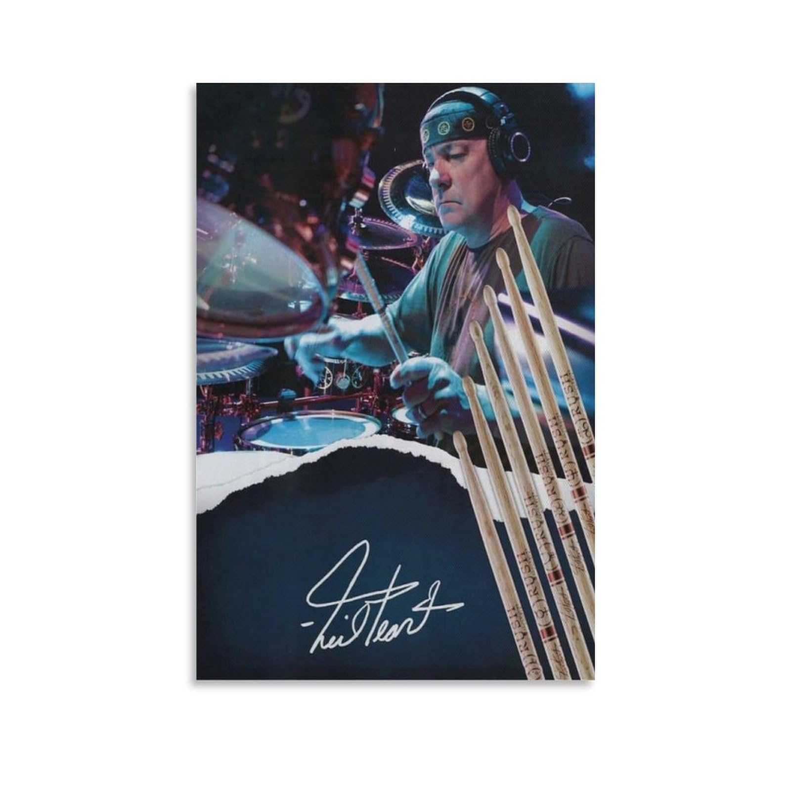 FCOIN Neil Peart Canvas Poster Wall Art Poster Scroll Canvas Painting Picture Living Room Decor Home 12x18inch(30x45cm)
