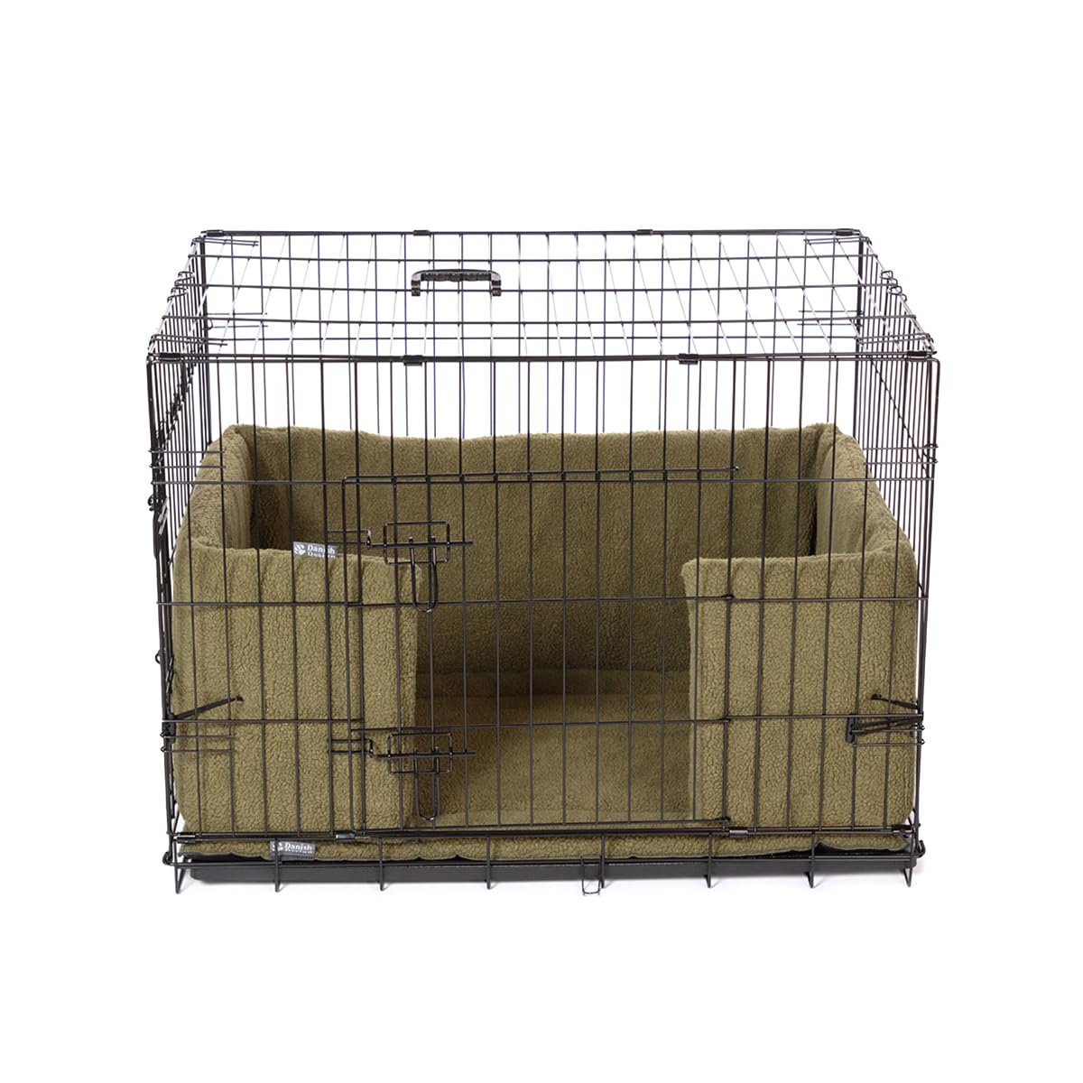 Danish Design Dog Crate Bumper - Sherpa Fleece, Ecoflex Recycled Filling - Olive - Medium, M (Pack of 1)