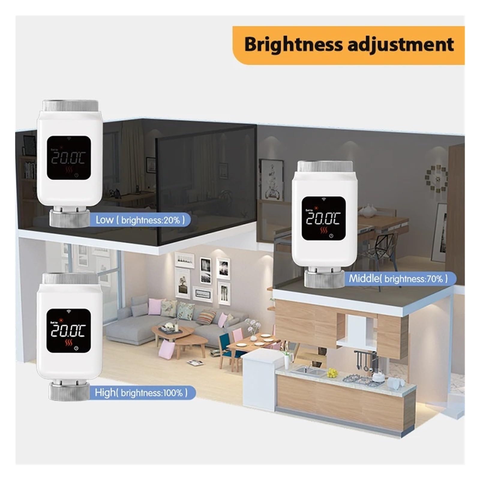 Valvola Termostatica for Radiatore TRV Zigbee Tuya Smart WiFi Temperatura modalità Vacanza(4PCS-Zigbee)