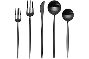 Matte Black Aesthetic Silverware Set: sharecook 20-Piece Stainless Steel Flatware Set
