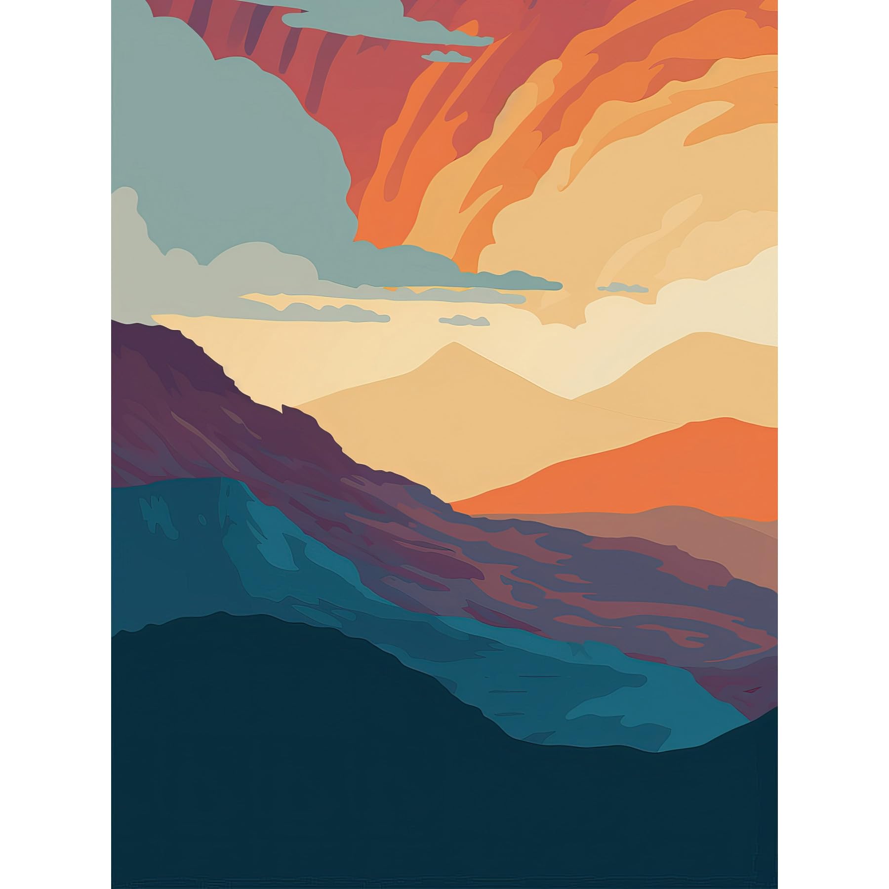 Artery8 Atmospheric Sunset Sky Serene Mountain Landscape Large Wall Art Poster Print Thick Paper 18X24 Inch
