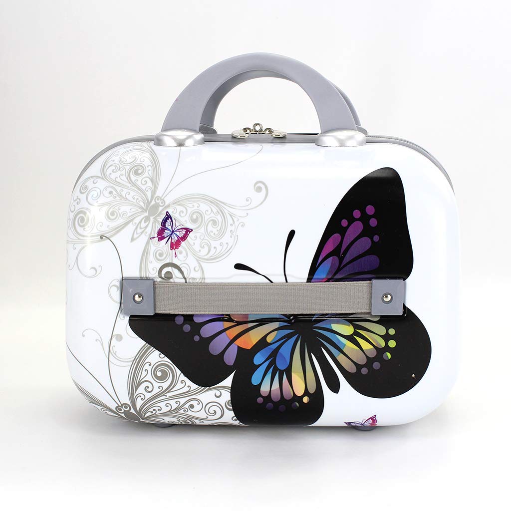 Maleta de Cabina Mariposas Blanco con Neceser