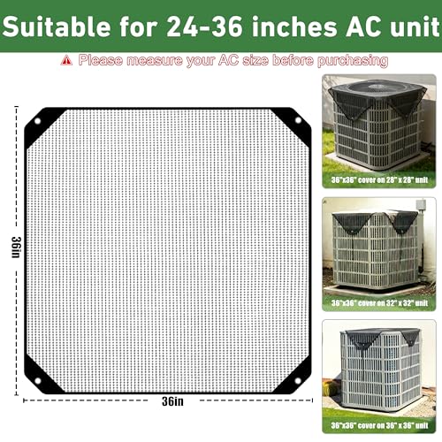 Image of 36x36 Central Air conditioner Covers for Outside, Larger Mesh AC Unit Covers Outdoor - Top Universal Defender