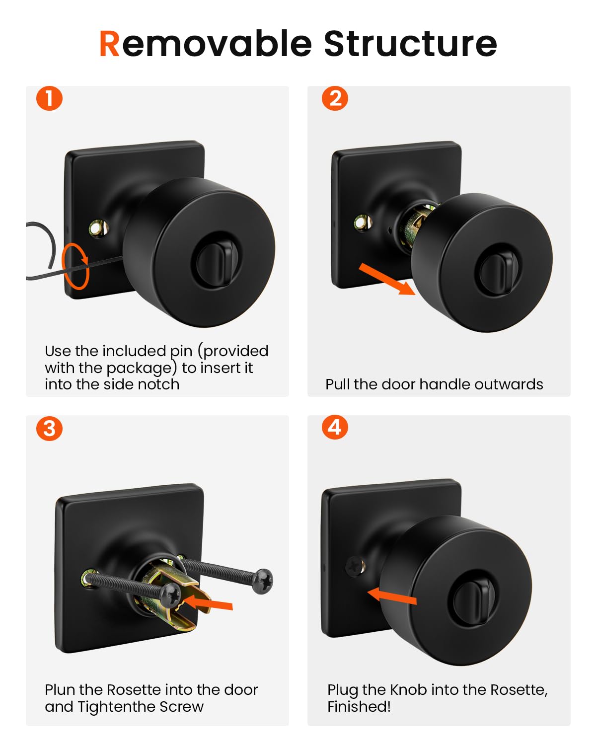 Haidms Black Interior Door Knobs - 8 Pack -8 Haidms Black Interior Door Knobs - 8 Pack -8