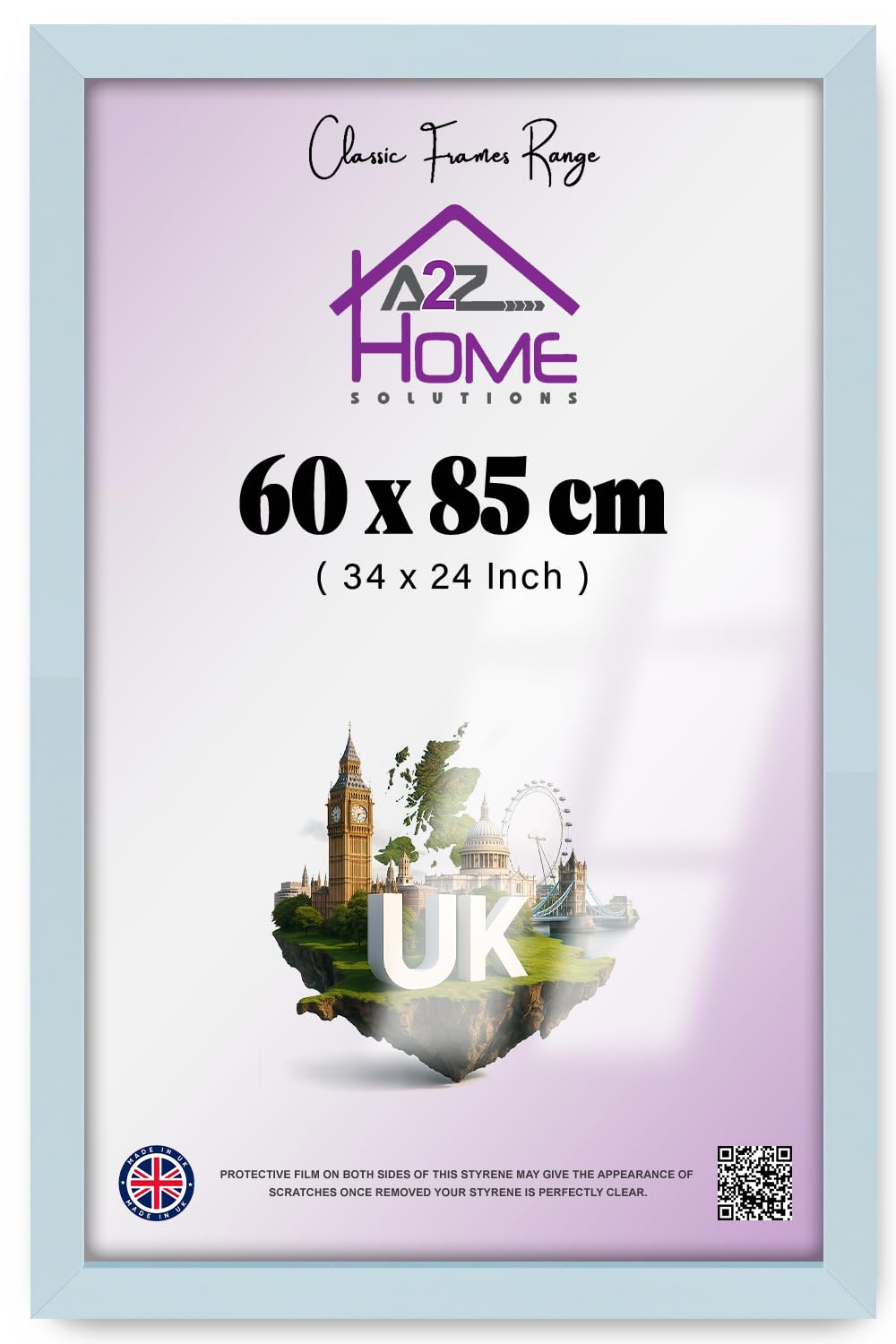 A2Z Home Solutions | Handmade Poster Display (60 X 85 CM) — Rectangle Engineered Wood Finish With HD Clear Crystal (34 X 24 Inch) For Wall Art, Picture, Gallery In Light Grey — Slim Profile