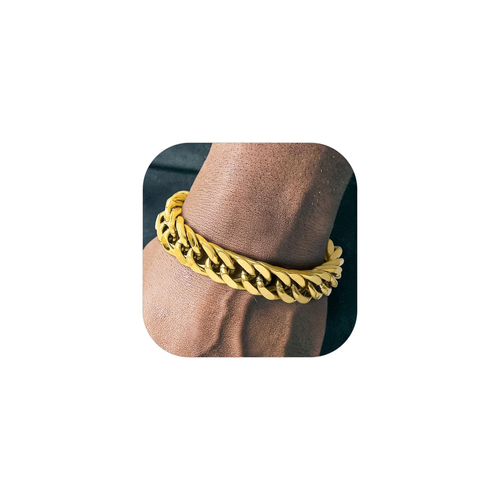 Richsteel Bracelets for Men Cuban Link Chain Stainless Steel/Gold/Black Plated Bracelet for Women 8/12/17mm Width, 7.4/8.2/9 Inch Length Classic Jewelry