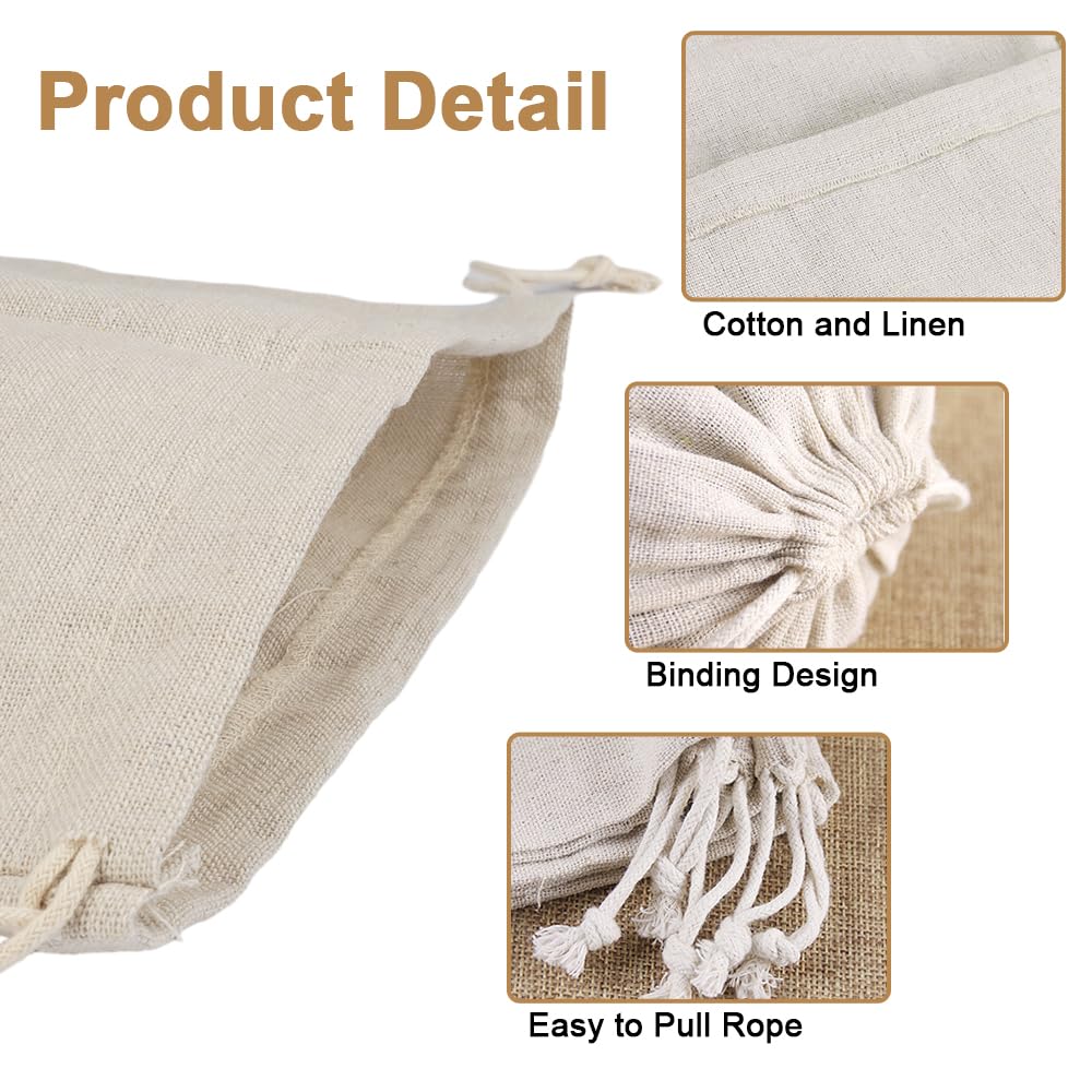 2 Stück Brotbeutel Leinen - Wiederverwendbare Brottaschen 40x30cm