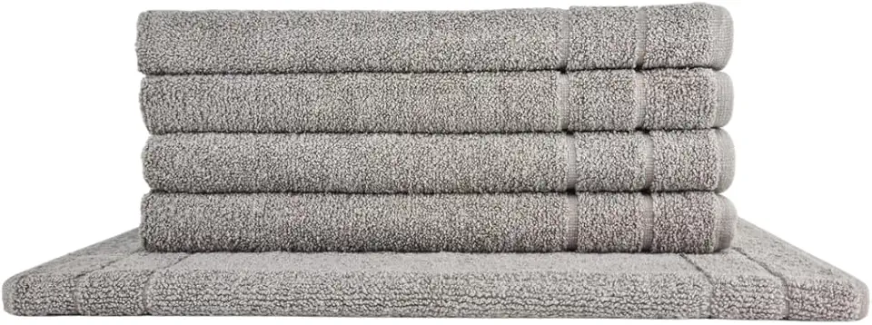 Kit 05 Tapetes para Banheiro Com Antiderrapante Grosso 550g/m² 45x70cm 100% Algodão - Cinza