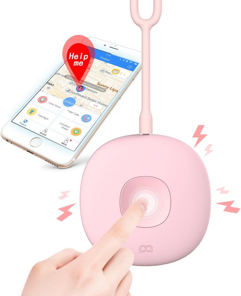 PAPASAFETY 7x24 Hours Personal Safety Devices SOS Location Sharing One-click for Help Rechargeable Battery with free iOS & Android app
