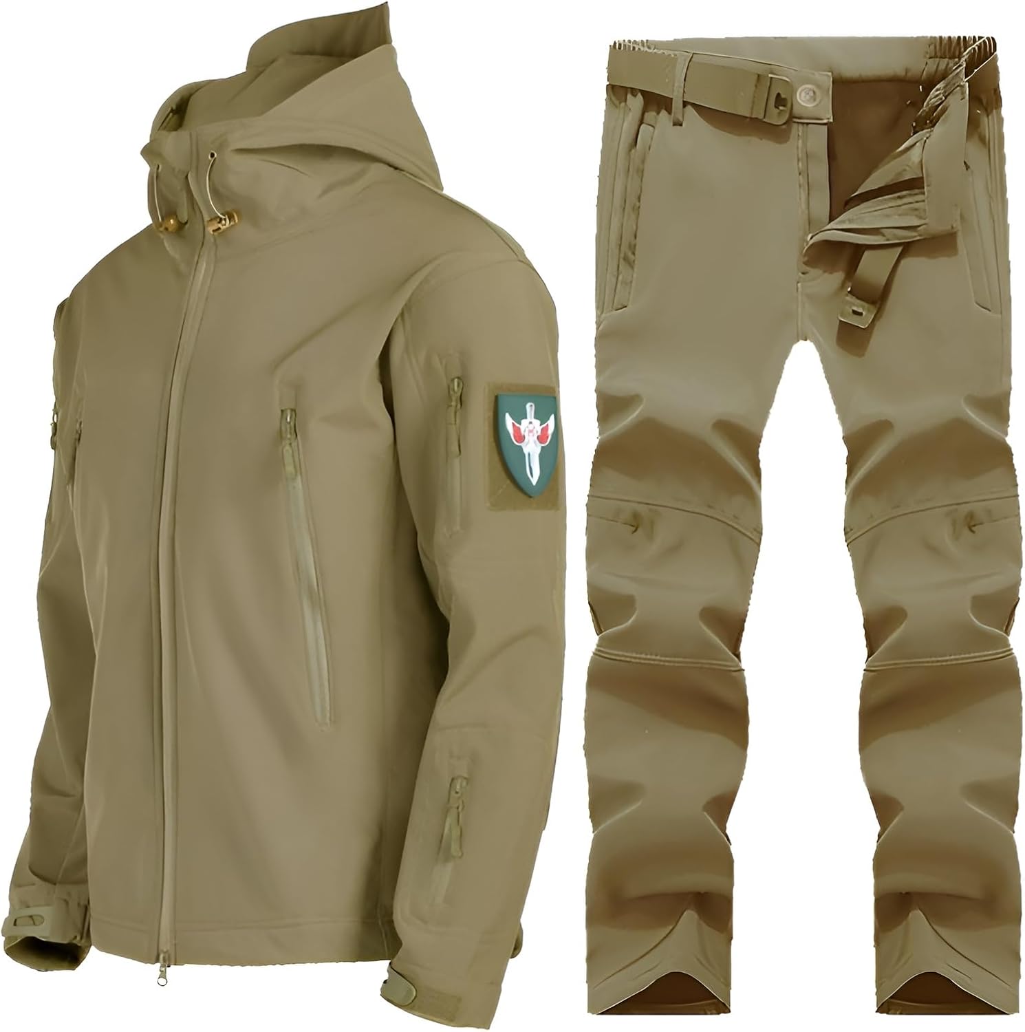 [Ellniges] アウトドア フ セット【防寒 アウター セット】 メンズ秋冬用厚手ソフトジャケット&amp;パンツ保温性釣リス