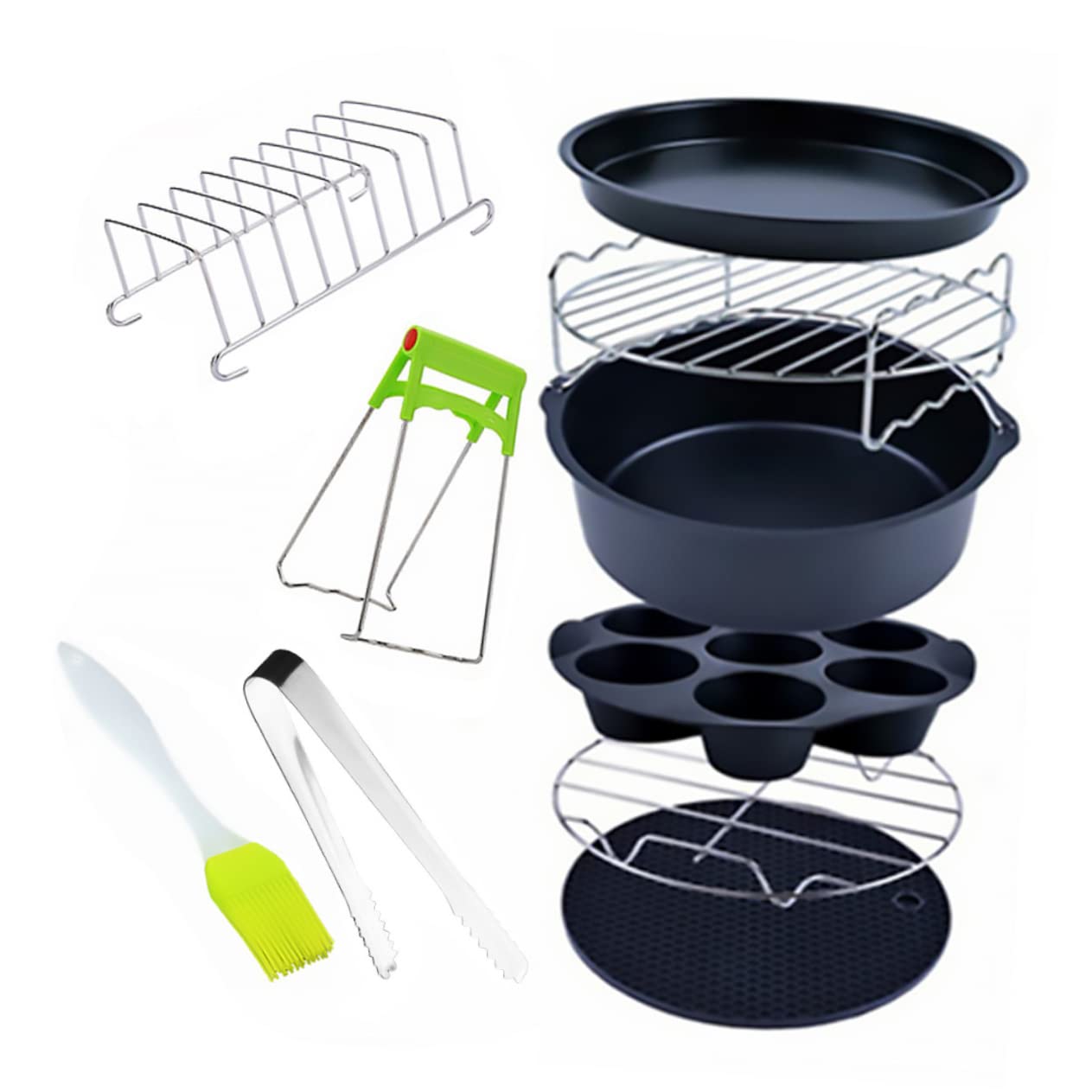 Amosfun 9pièces Kit Pour Friteuse à Air Chaud Moule à Pizza Et Cupcakes Accessoire De Cuisine Pour Pâtisserie Et Plats Sauce