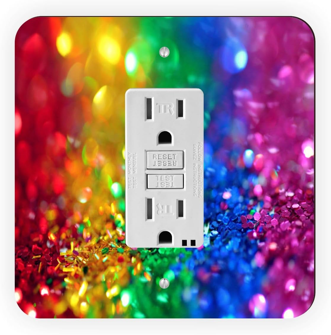 Rainbow Pride Color Sequins Glitter - Double Rocker Light Switch Cover - Double Rocker Switch Plate
