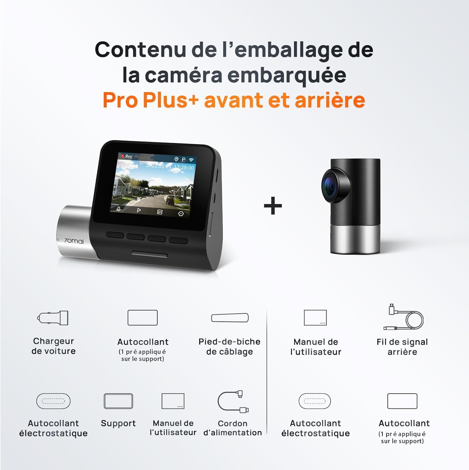 70mai 2.7K Dashcam Voiture Avant Arriere A500S Full HD Dash Cam Camera Voiture 1944P+1080P avec GPS Voiture et WiFi Intégrés, Enregistrement en Boucle, Mode Parking 24H et ADAS, Contrôle Via App
