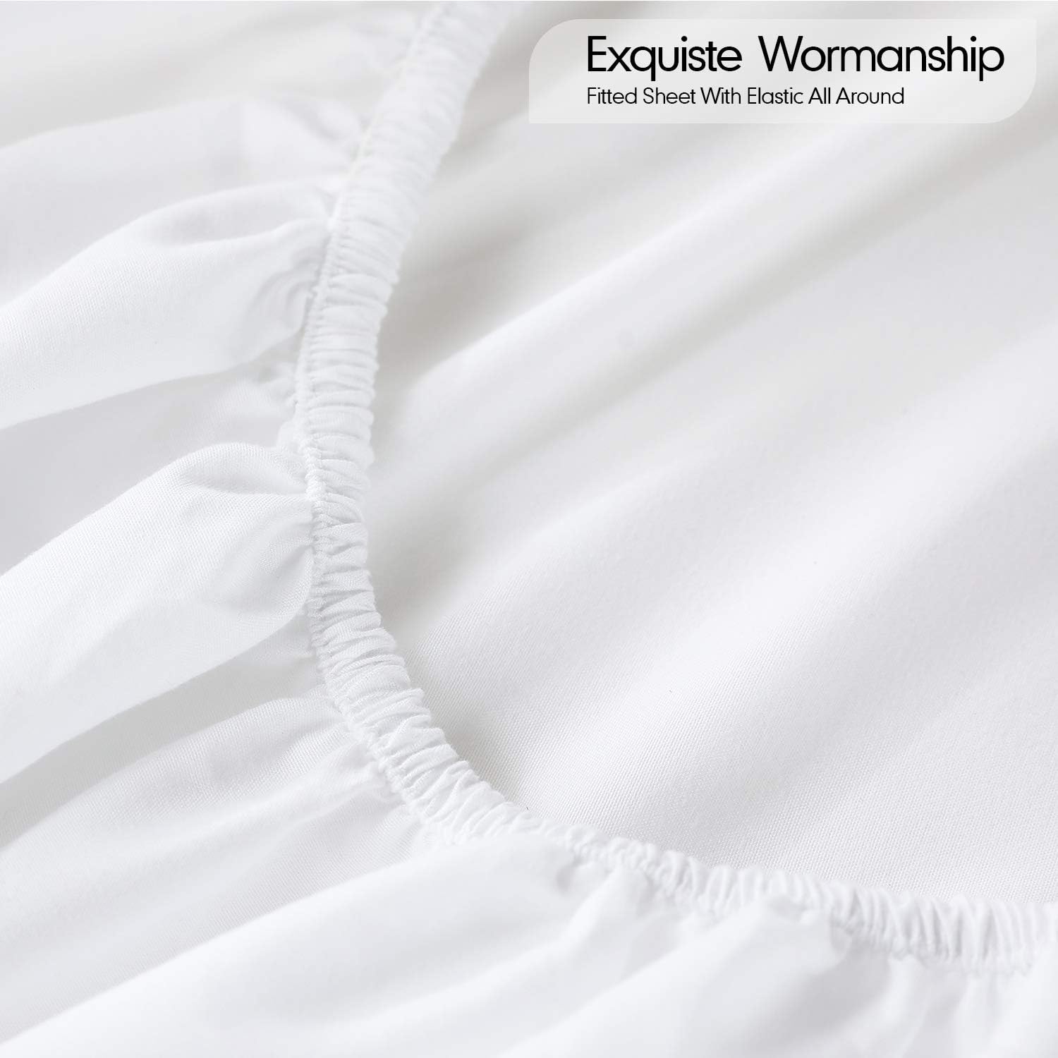 Queen Bed Sheets Set - 4 Piece Ultra Soft Washed Microfiber 18-Inch Deep Pocket Sheets for Queen Size Bed with Fitted Sheet, Flat Sheet, 2 Pillow Cases(White, Queen)