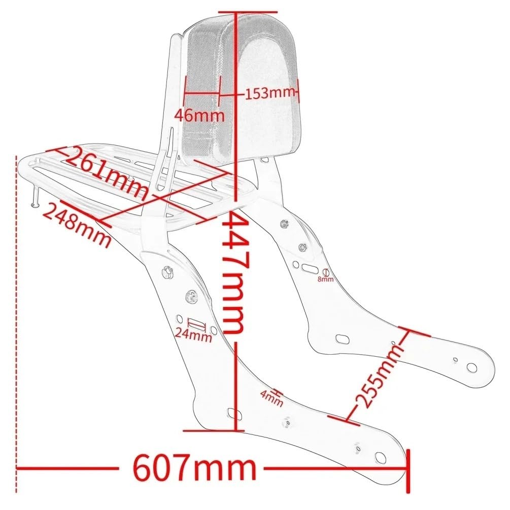 drążek Sissy z bagażnikiem Pasuje do Kawasaki Vulcan S 650 2015-2025 tylny bagażnik motocyklowy bagażnik pasażera oparcie Sissy Bar