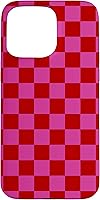 Vista 31 de Funda para iPhone 16 con diseño de cuadros rojo y rosa a cuadros #019