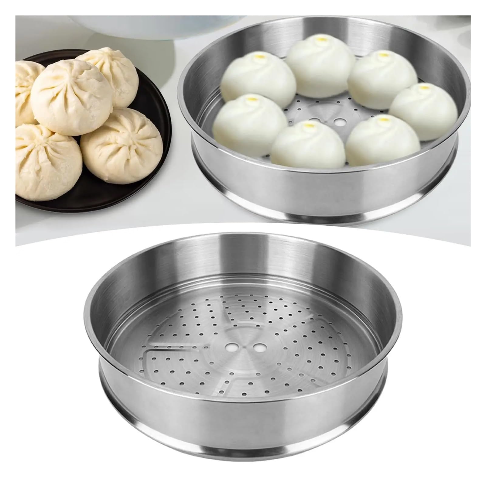 Edelstahl Dampfgarer Dampfkorb aus Edelstahl for Kochen von Gemüse/Fisch/Fleisch/Lebensmitteln/gekochten Eiern, Dampfschale, leicht zu reinigen, antihaftbeschichtet, for die Küche Hause(34cm)