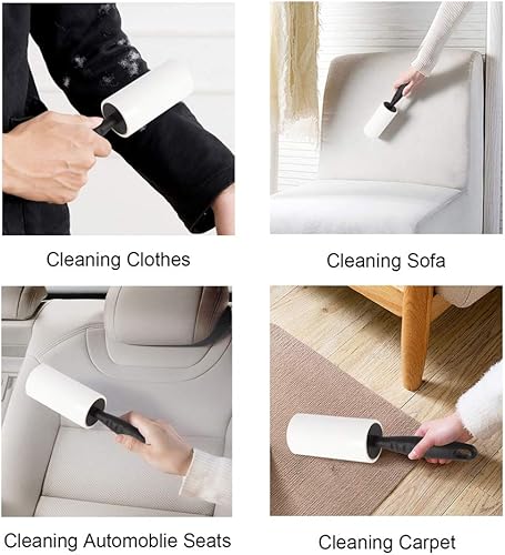 Miniatura 3 de COMMEMA Rodillos de pelusa para pelo de mascotas extra pegajosos removedor de pelusas para depilación de perros y gatos ropa muebles 2 asas con 4