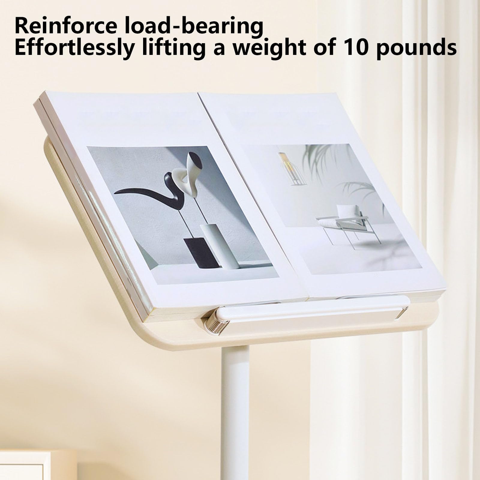 2-in-1 Leggio Spartiti Musicali & Supporto, Altezza Regolabile, Leggio da Pavimento, Elegante Stand Espositore da Pavimento(Size:140cm)