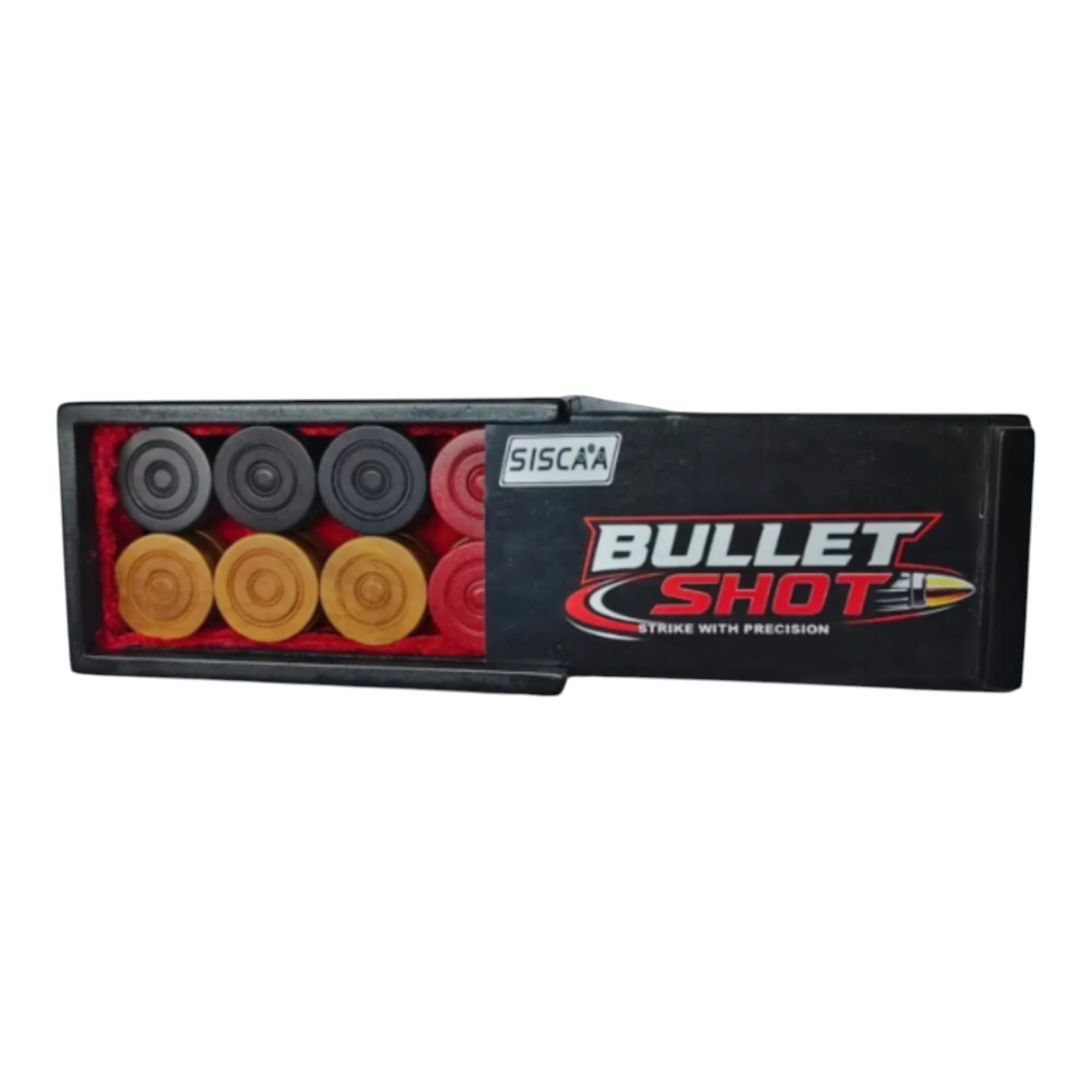 SPORTZ SAGA Siscaa Bullet Shot Carrom Board Coins Set - 11 Black, 11 - Image 1