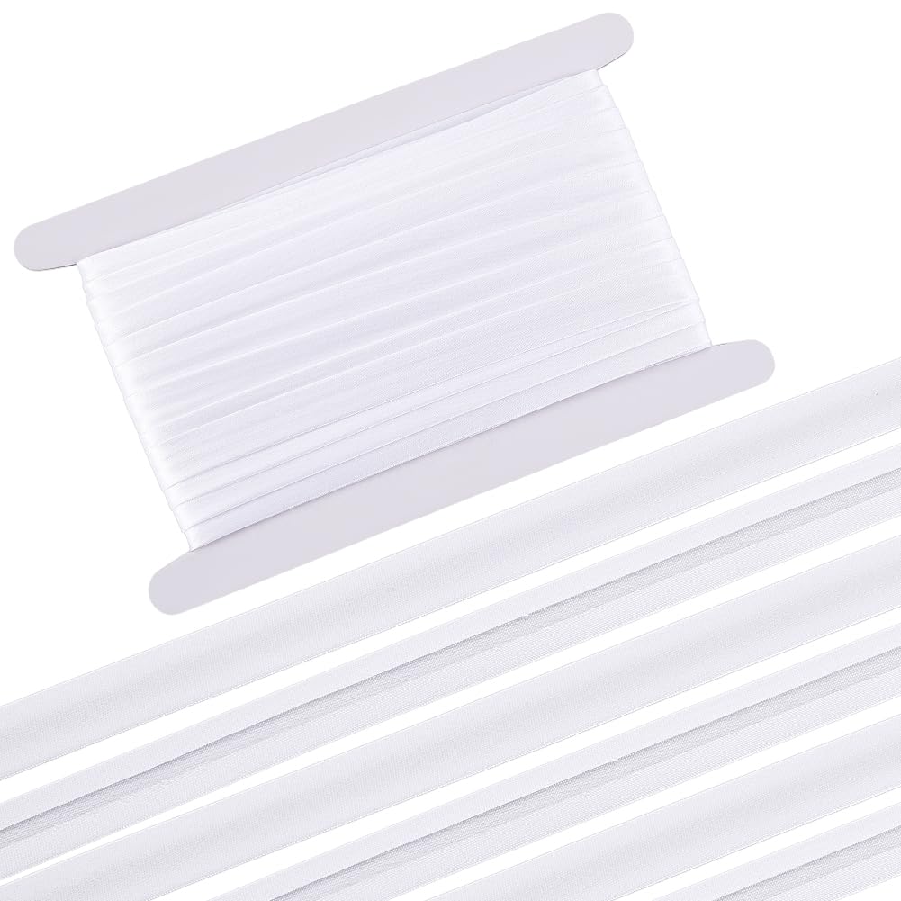 BENECREAT 25m/27.34 Yards Single Fold Bias Tape, 5/8 Inch(15mm) Wide White Bias Binding Tape Hemming Ribbon for DIY Garment Sewing, Seaming, Piping, Quilting