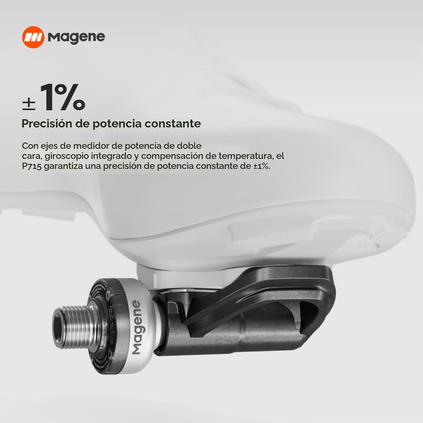 Magene P715 Medidor de Potencia de Pedal, Precisión de Potencia de ±1%, 120 h de Batería, Bluetooth Ant+, Pedales de Bicicleta de Doble Cara Compatibles con (SPD-SL)/(KEO)