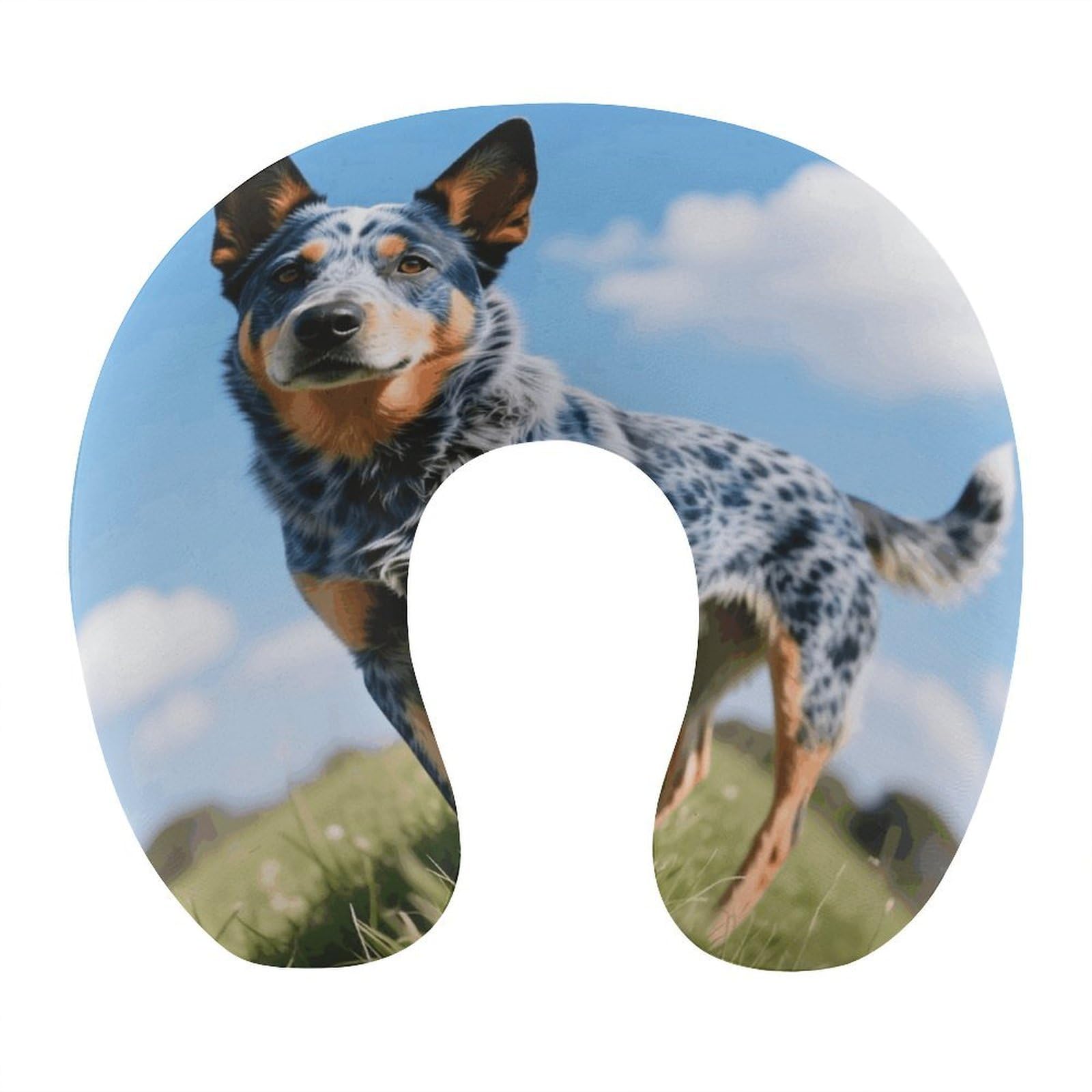 VstaDank Australian Cow Dog Neck Pillow Soft Comfortable Travel U Shaped Pillow Portable Shoulder Pillow Memory Foam Head Support Pillow for Airplane Car Home Office