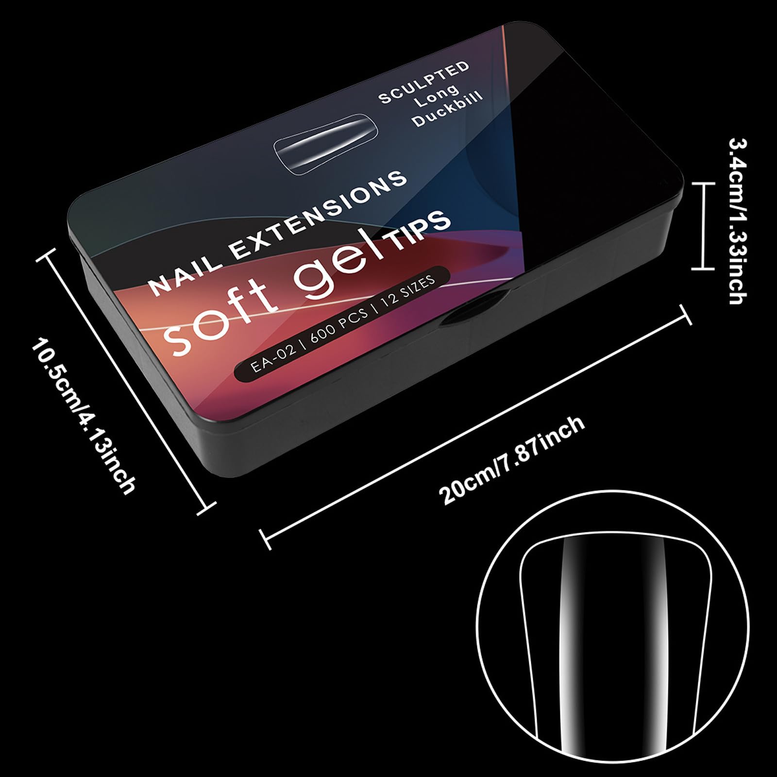 600 piezas de uñas de gel transparentes con forma curva falsa para manicura, media cubierta, francés, anchas, francesas