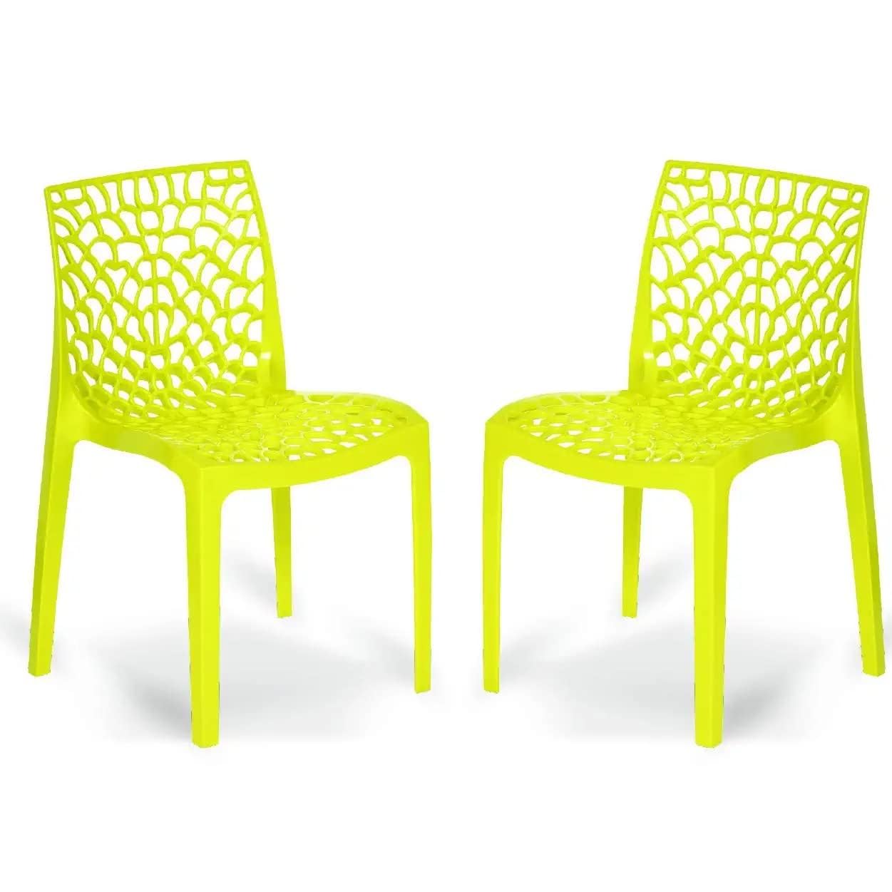 activa Web Designer Plastic Chair for Home, Office and Restaurant and Cafe|Armless Chair for Dining Room| Heavy Duty Outdoor Plastic Chair | Designer Balcony Chair (Yellow, Set of 2)-image-5