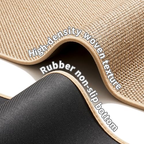 Alfombra de cocina antideslizante con textura trenzada lavable de lino sintético para fregadero 6