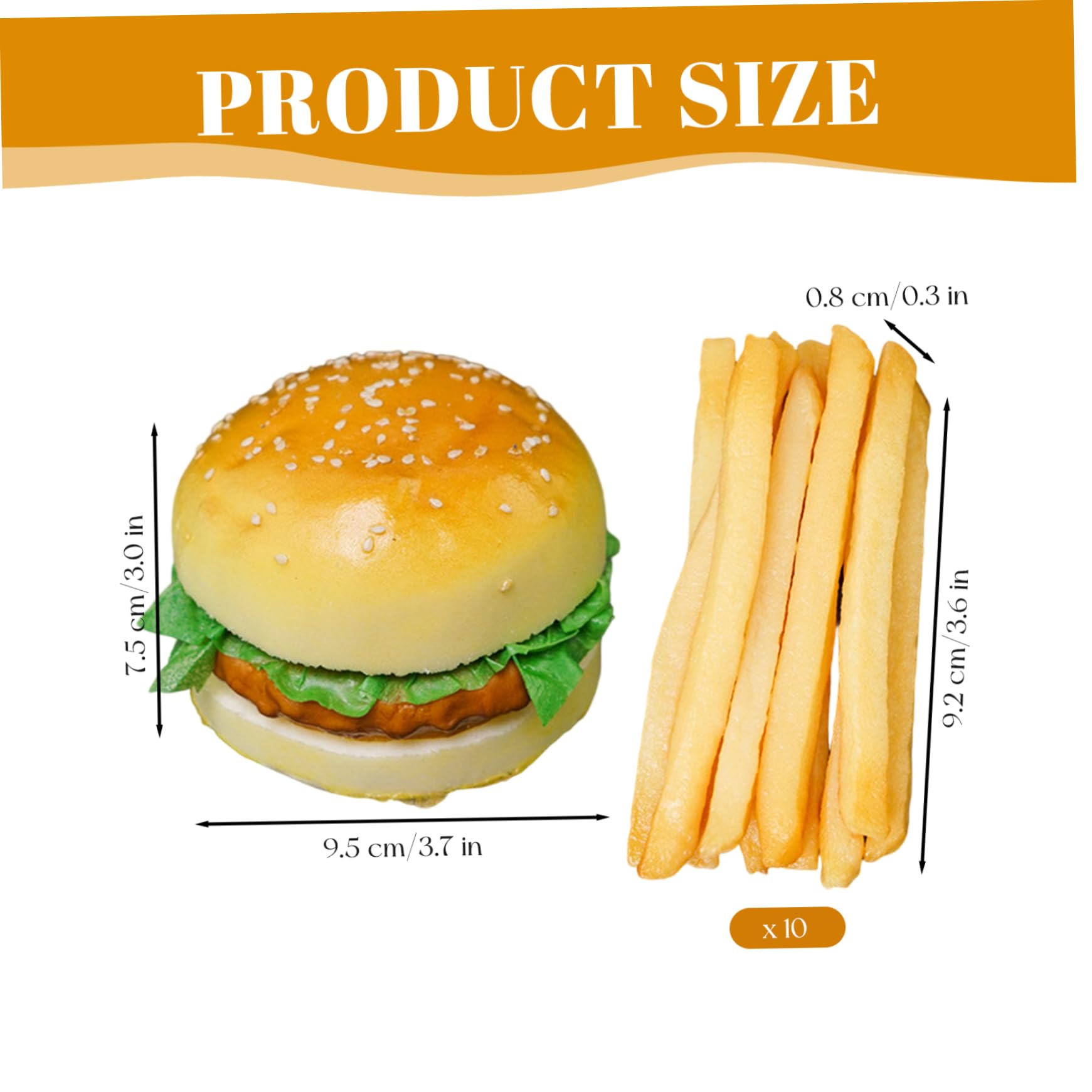 Juego De Comida Realista De Plástico Con Hamburguesa Y 10 Unidades De Patatas Fritas, Accesorio De Cocina Para Juego De Roles, Decoración De Exhibidores Y Aprendizaje Creativo, Seguro Y Fácil De Limpiar