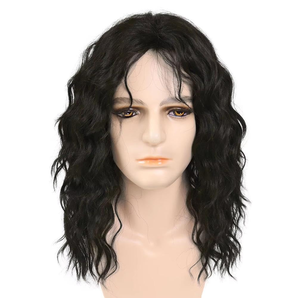 Haarpflege Naturfrisur Dunkelbraune Perücke Langes Lockiges Haar Für Männer Rock-Perücke Für Den Täglichen Gebrauch