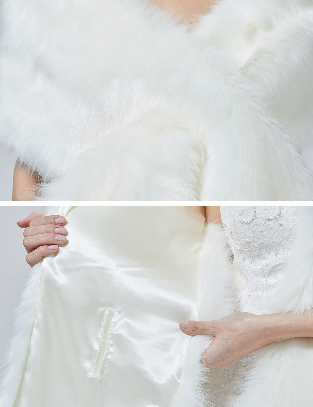 BEAUTELICATE Scialle Stola di Pelliccia Sintetica Donna Coprispalle Sciarpa Elegante Nozze Sposa Feste Inverno Cerimonia Nero Avorio Champagne